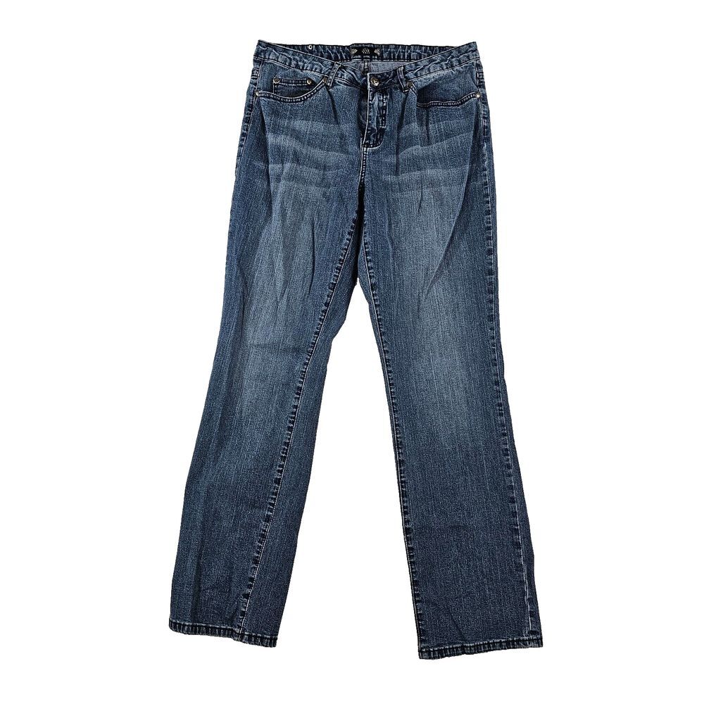 Tru Luxe Jeans Womens Denim High Rise Stretch Embellished Pocket‎ Blue Size 32